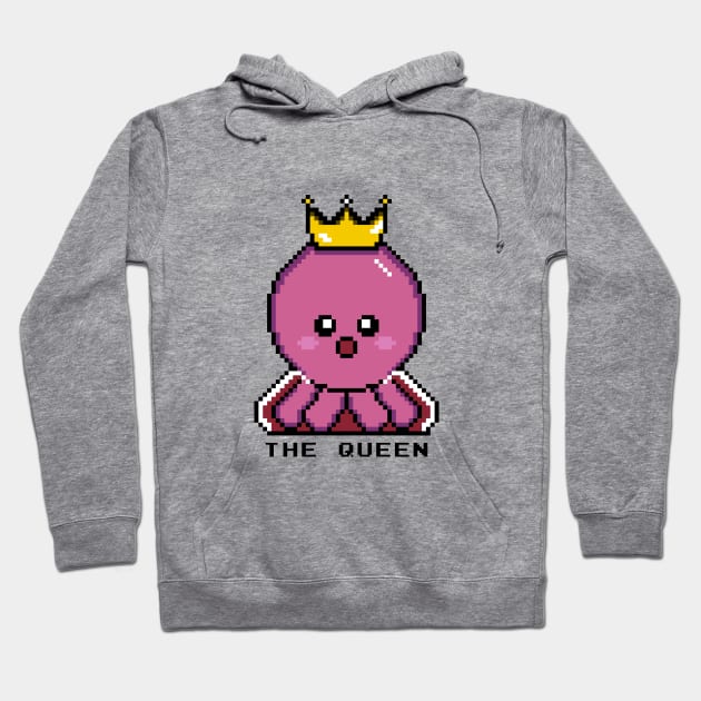 Queen Octopus, Pixel Art Royalty Hoodie by Moonae